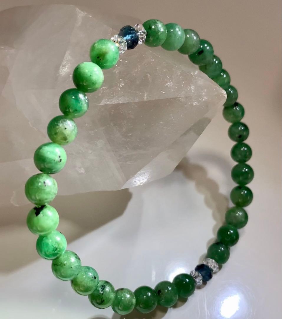 エメラルド　ロンドンブルートパーズ　ブレスレット　濃い色