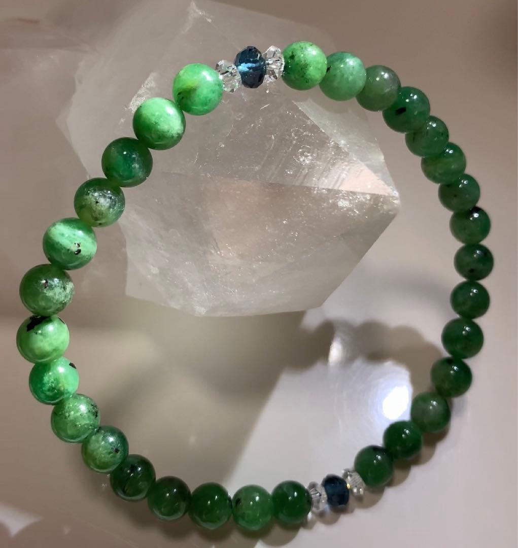 エメラルド　ロンドンブルートパーズ　ブレスレット　濃い色