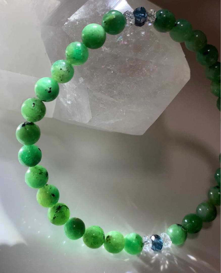 エメラルド　ロンドンブルートパーズ　ブレスレット　濃い色