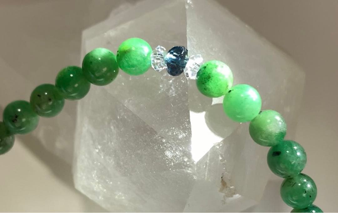 エメラルド　ロンドンブルートパーズ　ブレスレット　濃い色