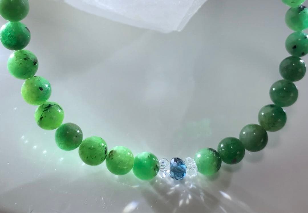 エメラルド　ロンドンブルートパーズ　ブレスレット　濃い色