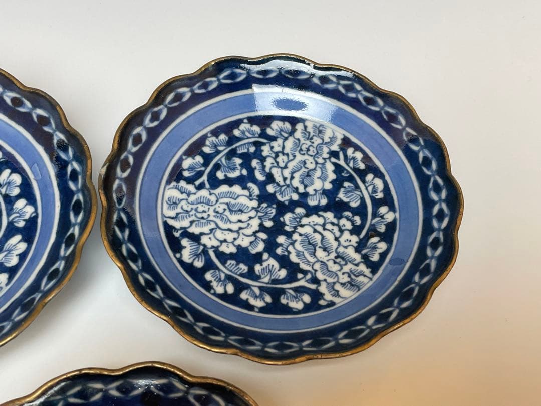 【和食器】古伊万里　上手　牡丹唐草白抜き　小皿　五枚