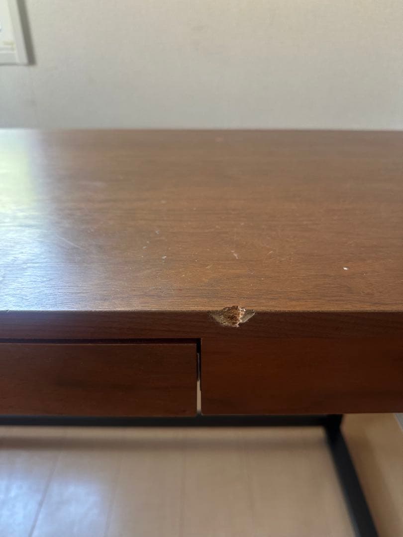 木製アイアン　パソコンデスク 引き出し付き