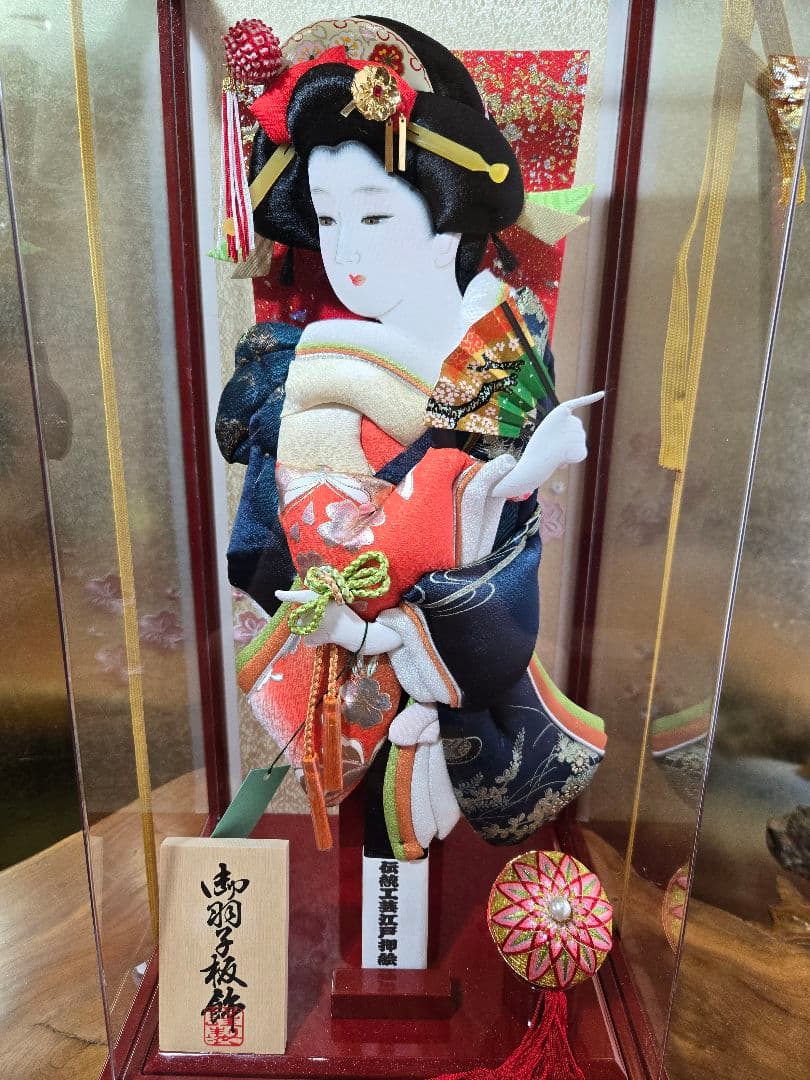 【一点限り】正月飾り　羽子板　ケース飾り　H52