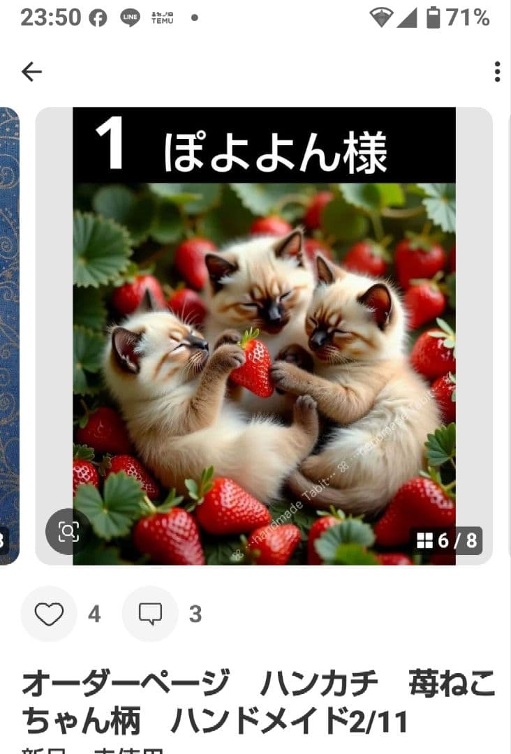 ご確認用　ぽよよん　ハンカチ　ねこちゃん様2/6