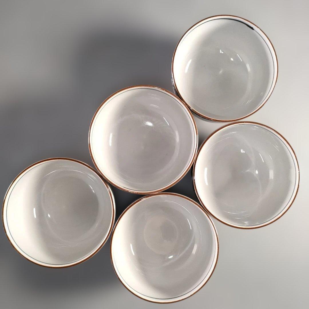 A1384-1/京焼・清水焼/平安瑞古 造/古染山水蓋付汲出茶碗5客/共箱/茶器