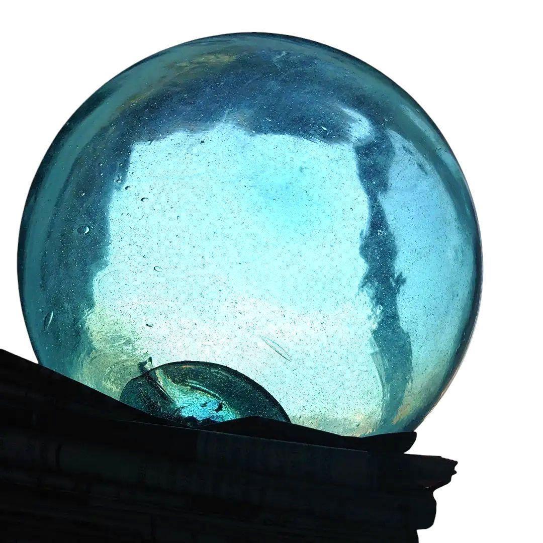 極レア 模様入りガラス玉 浮き玉 ガラス玉 1個 30㎝　浮き球 アンティーク