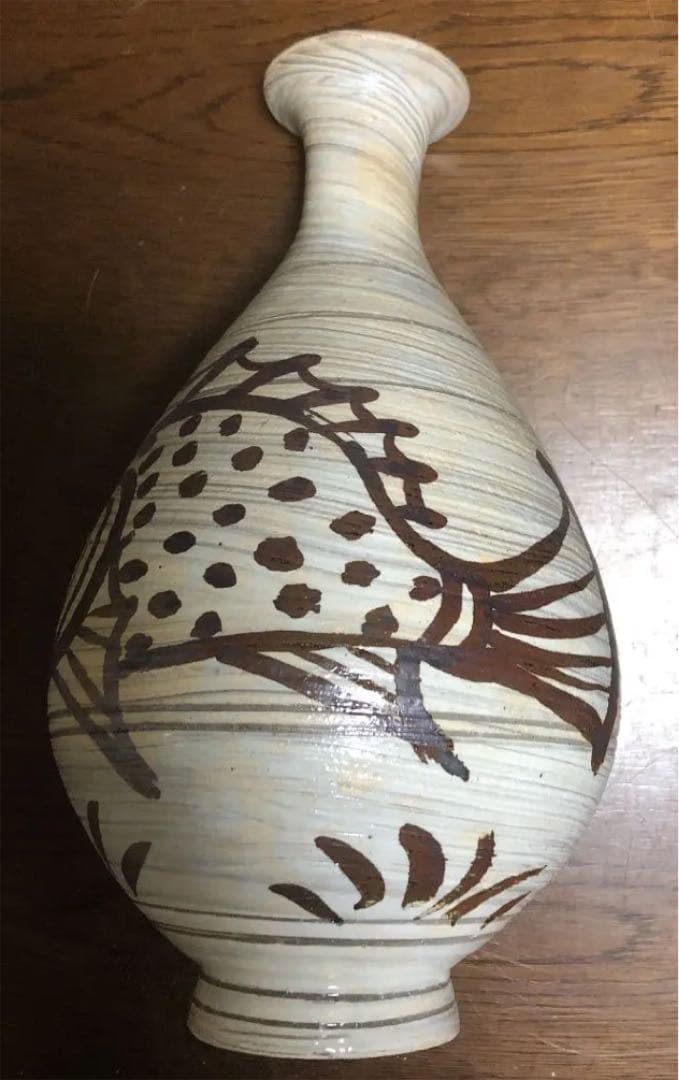 粉青沙器魚文瓶　李朝写し