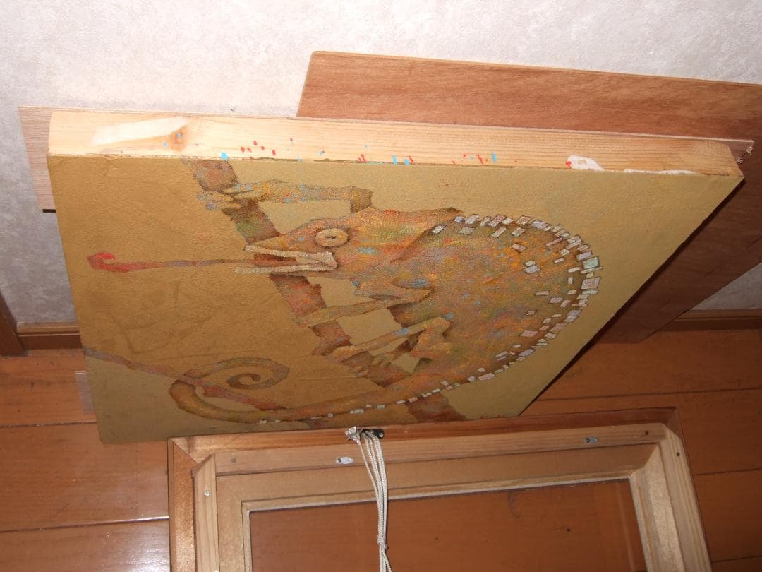 金丸悠児　肉筆　真蹟保証　8号S カメレオン　ミックスメディア ￼