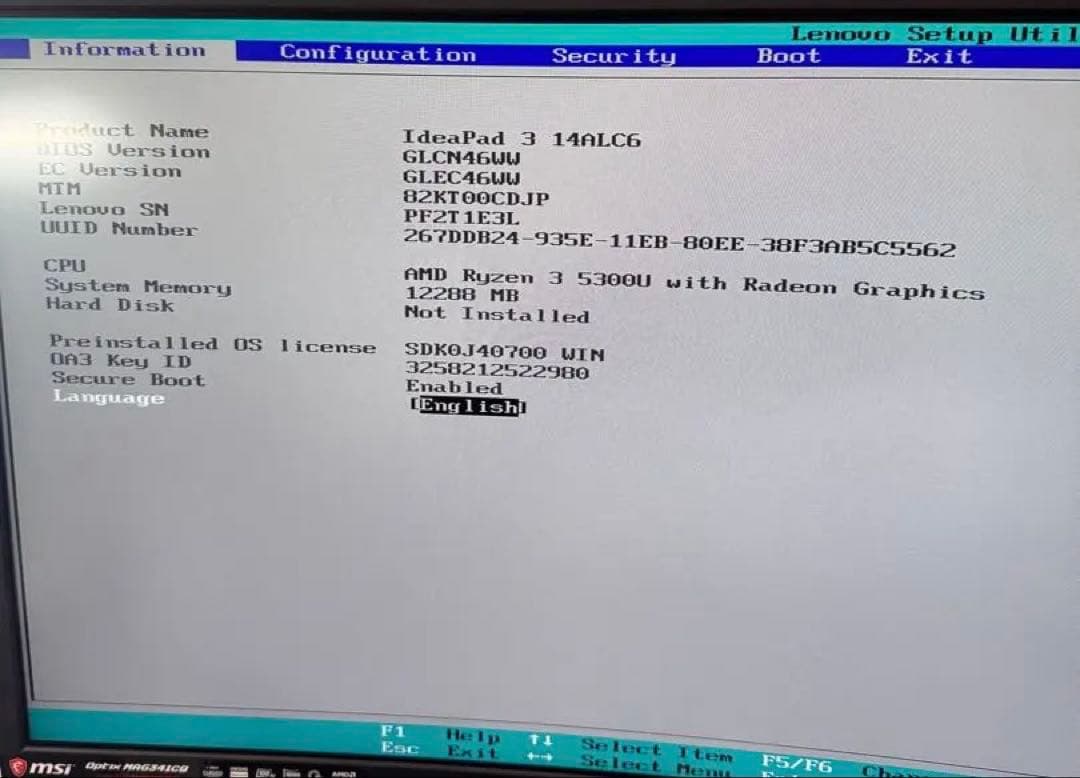 IdeaPad3/ 14ALC6-Ryzen 3・メモリ12GB