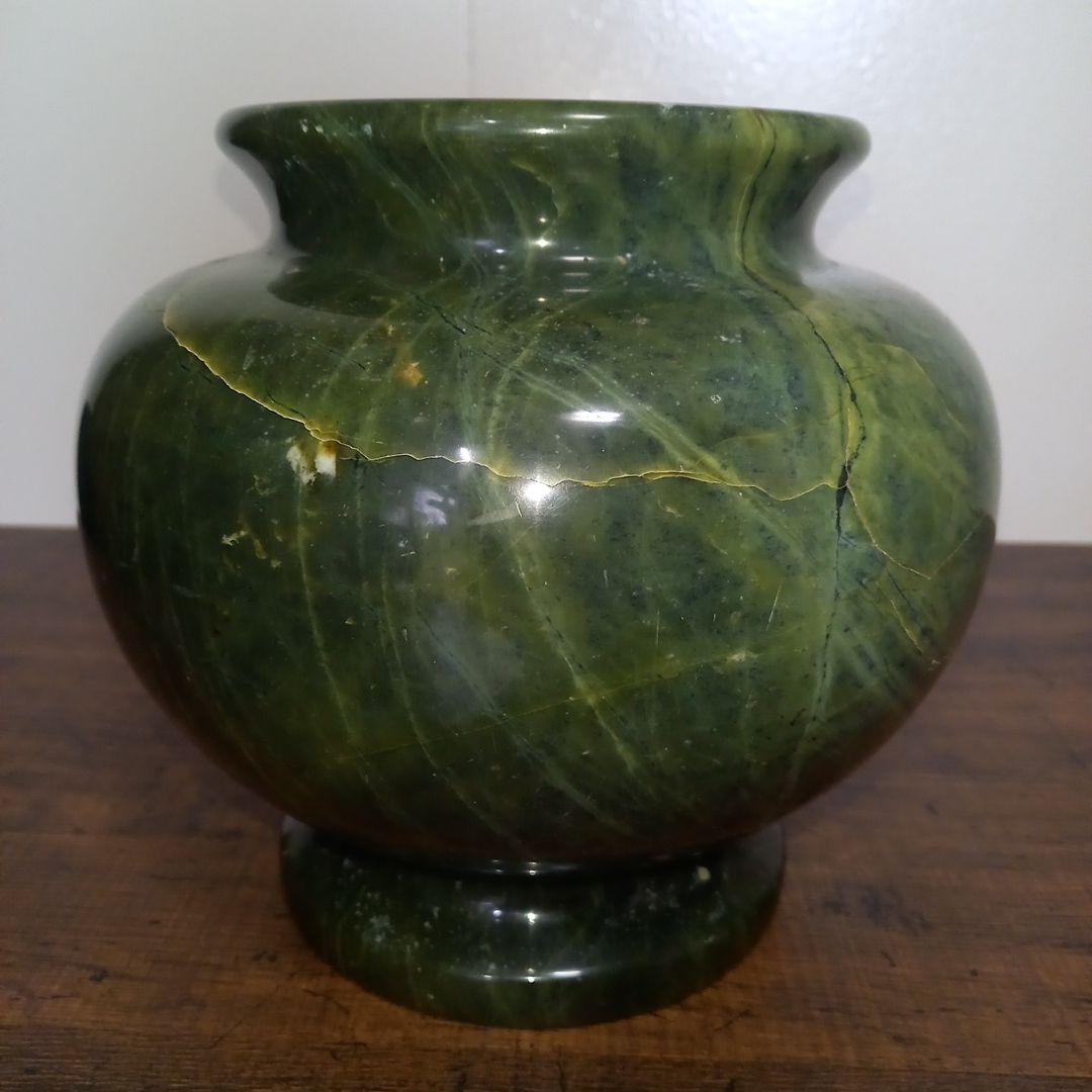 大理石調　花瓶　グリーン　珍品　緑　約６・８キロ　オブジェ　人造石