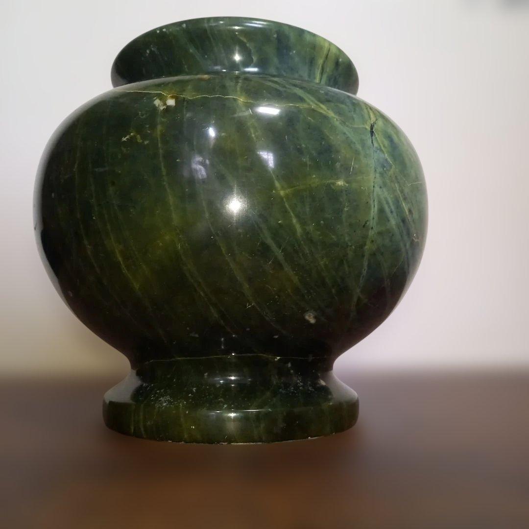 大理石調　花瓶　グリーン　珍品　緑　約６・８キロ　オブジェ　人造石