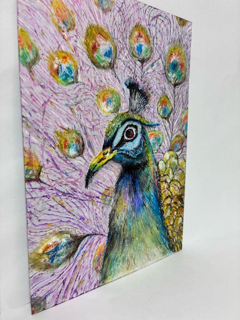 絵　絵画　アート　繊細クレヨンアート　動物　ハンドメイド　現代アート