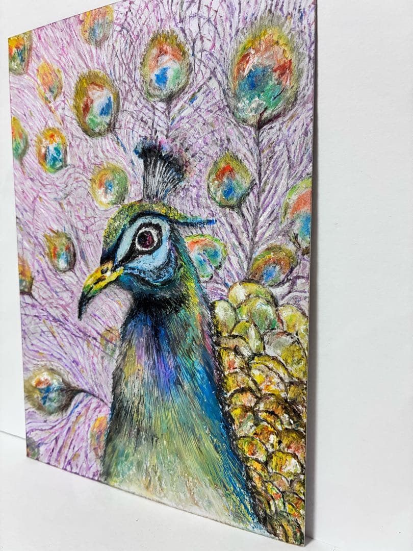 絵　絵画　アート　繊細クレヨンアート　動物　ハンドメイド　現代アート