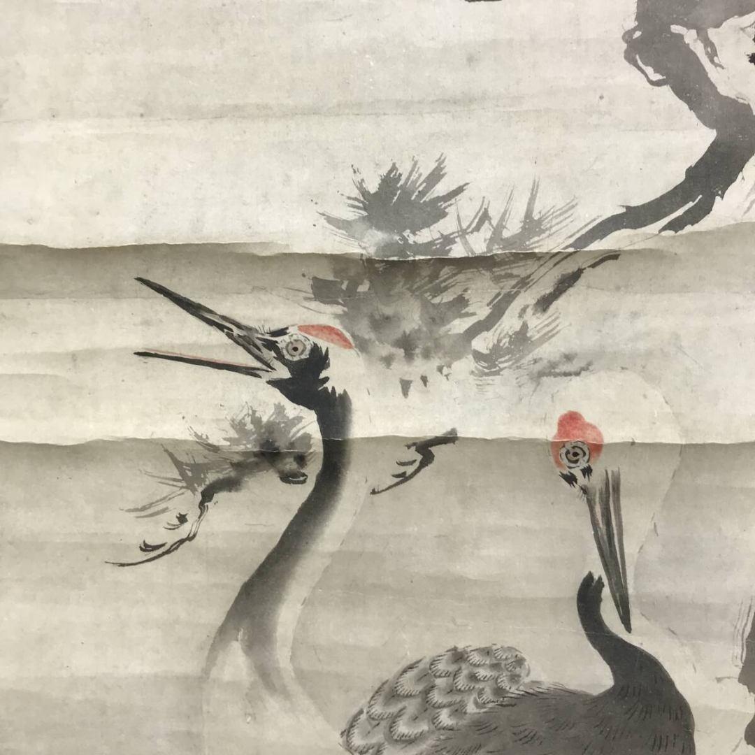 真作/釧雲泉/松に双鶴図/花鳥図/祝掛軸/正月掛軸/掛軸☆宝船☆AK-903