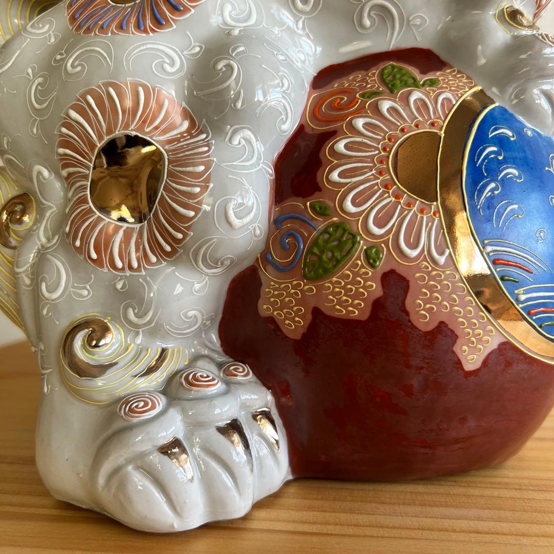 九谷焼　唐獅子　玉乗り獅子　剣獅子　魔除け　縁起物　高さ31cm