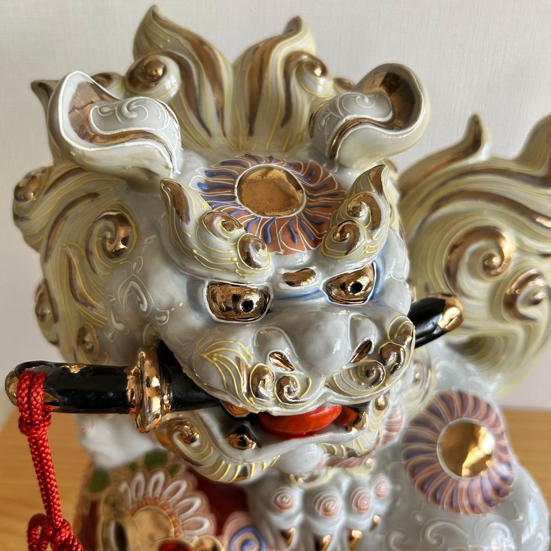 九谷焼　唐獅子　玉乗り獅子　剣獅子　魔除け　縁起物　高さ31cm
