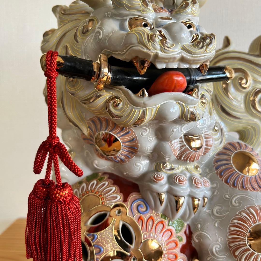 九谷焼　唐獅子　玉乗り獅子　剣獅子　魔除け　縁起物　高さ31cm