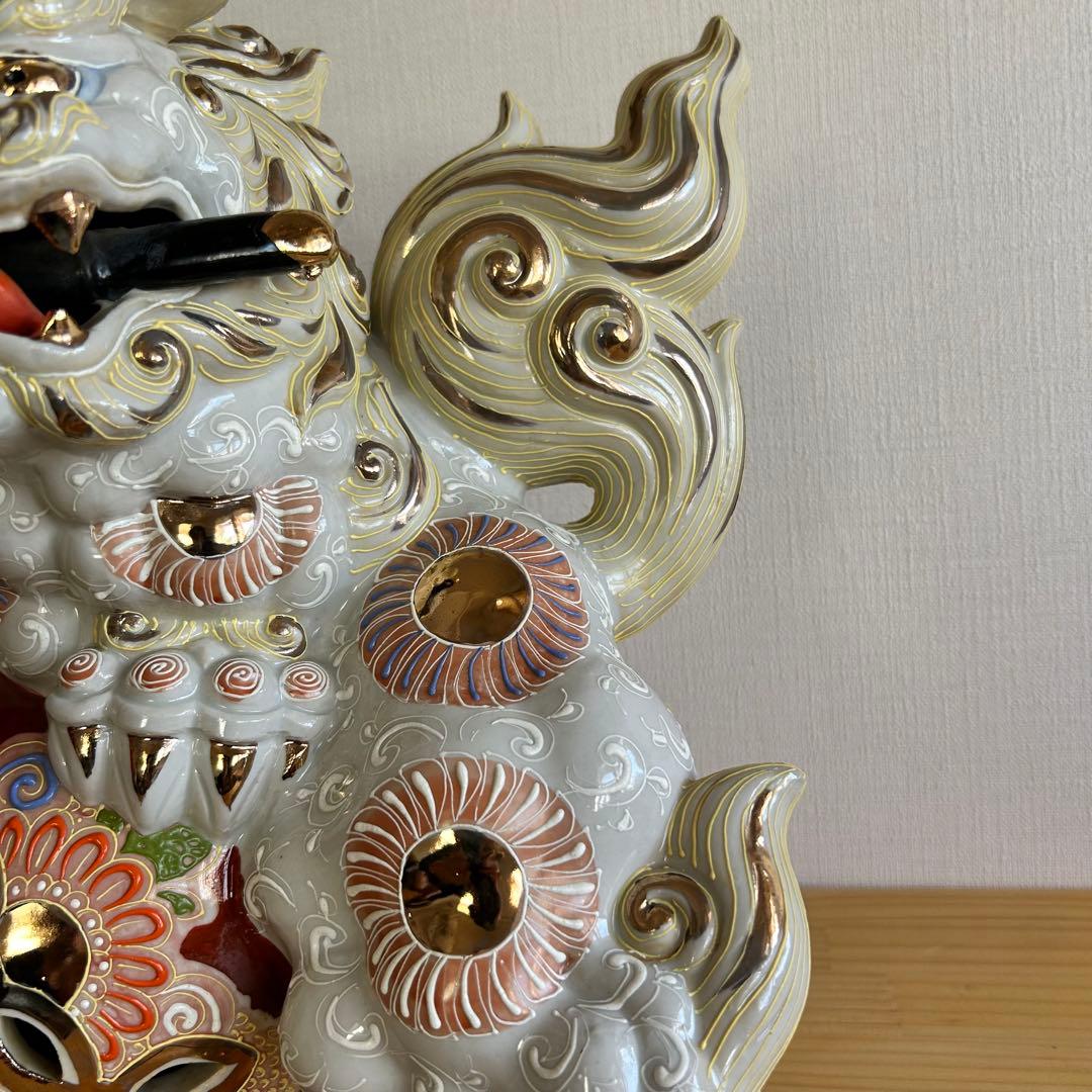 九谷焼　唐獅子　玉乗り獅子　剣獅子　魔除け　縁起物　高さ31cm