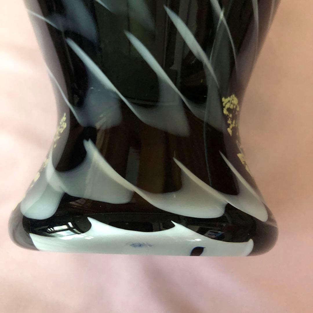 津軽びいどろ　ガラス　花瓶　F62788 廃盤　ブラック