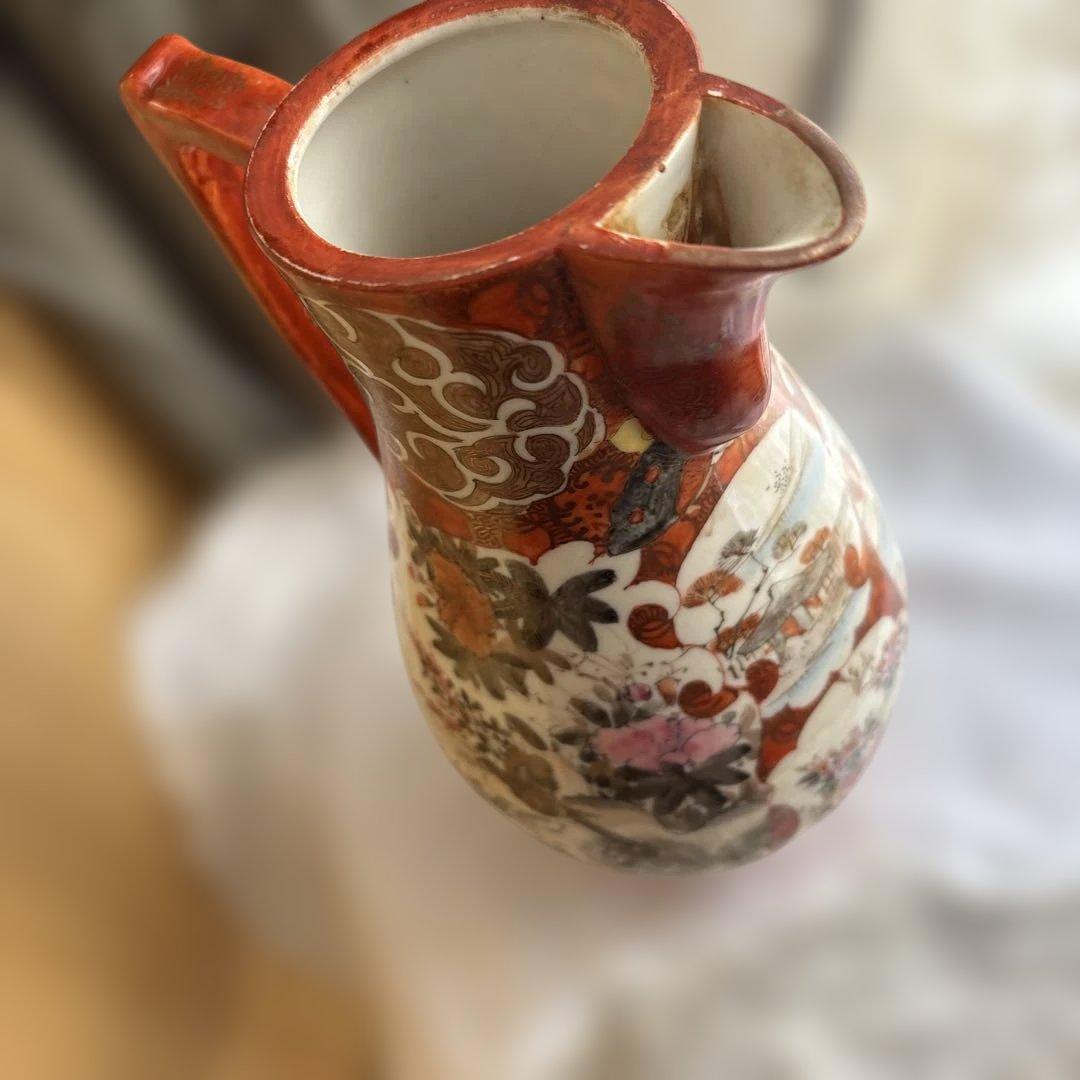 サービス出品　逸品　里帰り大ポット　九谷造　赤絵　綿密な図柄　古美術　名品