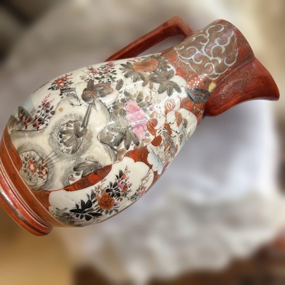 サービス出品　逸品　里帰り大ポット　九谷造　赤絵　綿密な図柄　古美術　名品