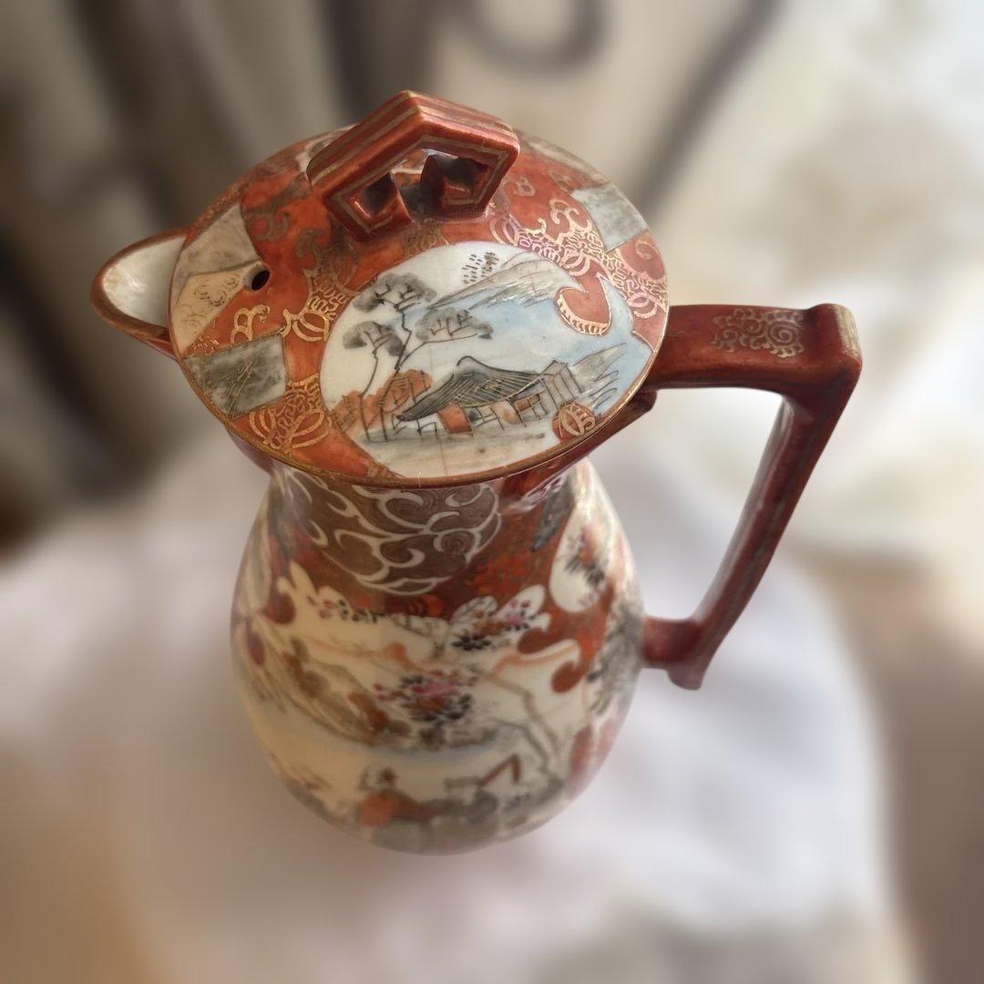 サービス出品　逸品　里帰り大ポット　九谷造　赤絵　綿密な図柄　古美術　名品