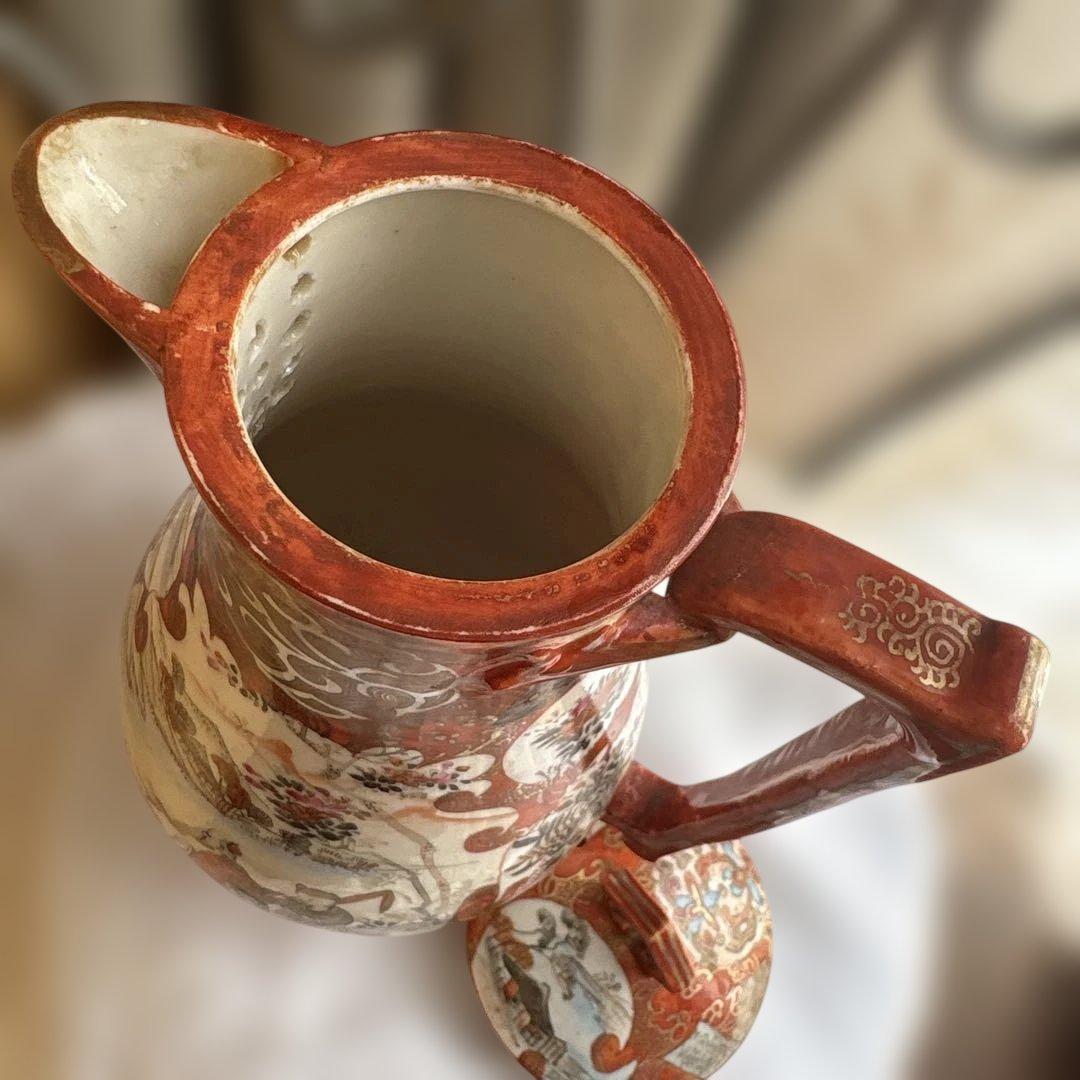 サービス出品　逸品　里帰り大ポット　九谷造　赤絵　綿密な図柄　古美術　名品