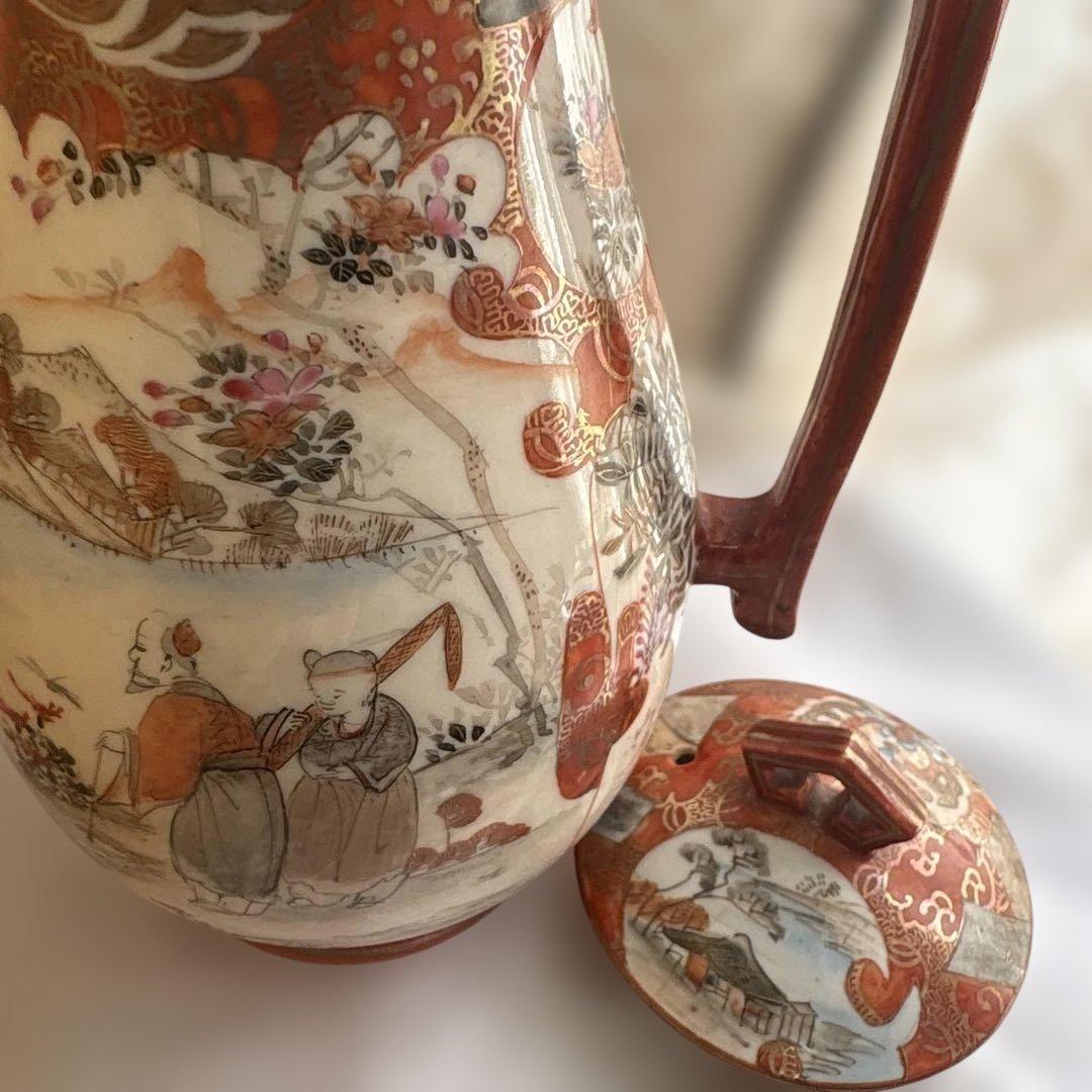 サービス出品　逸品　里帰り大ポット　九谷造　赤絵　綿密な図柄　古美術　名品