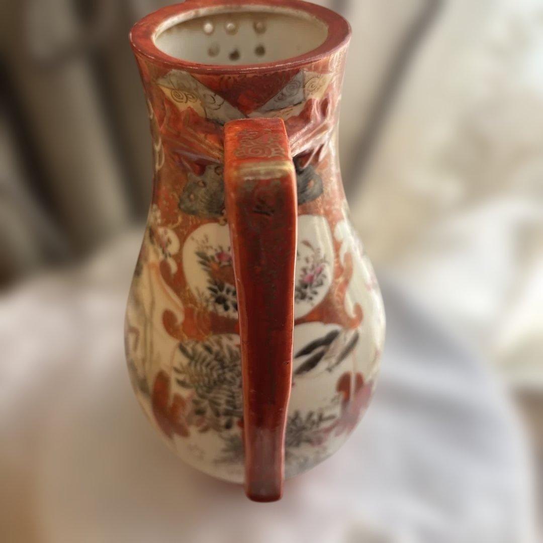 サービス出品　逸品　里帰り大ポット　九谷造　赤絵　綿密な図柄　古美術　名品