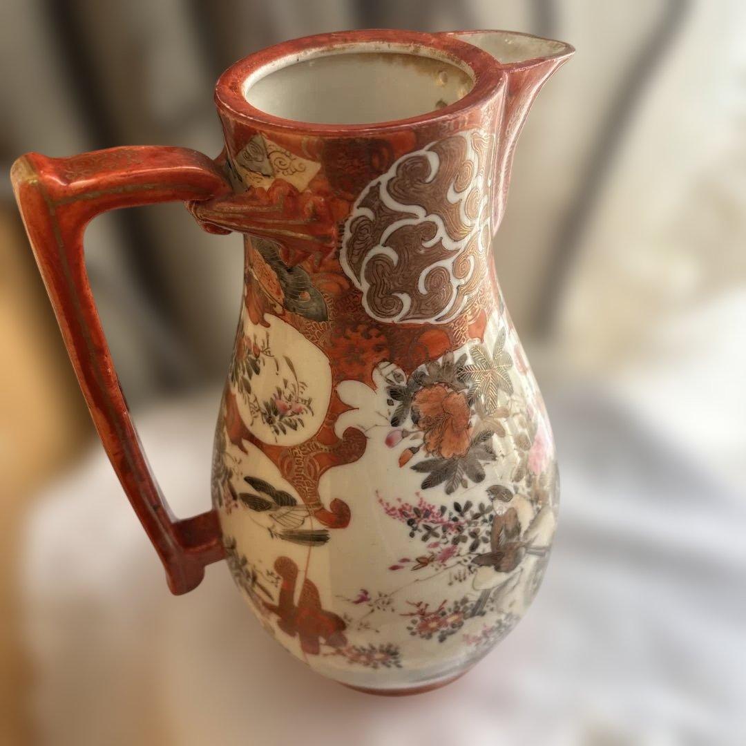 サービス出品　逸品　里帰り大ポット　九谷造　赤絵　綿密な図柄　古美術　名品