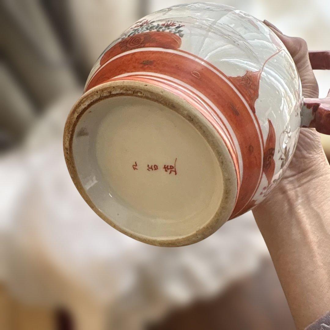 サービス出品　逸品　里帰り大ポット　九谷造　赤絵　綿密な図柄　古美術　名品