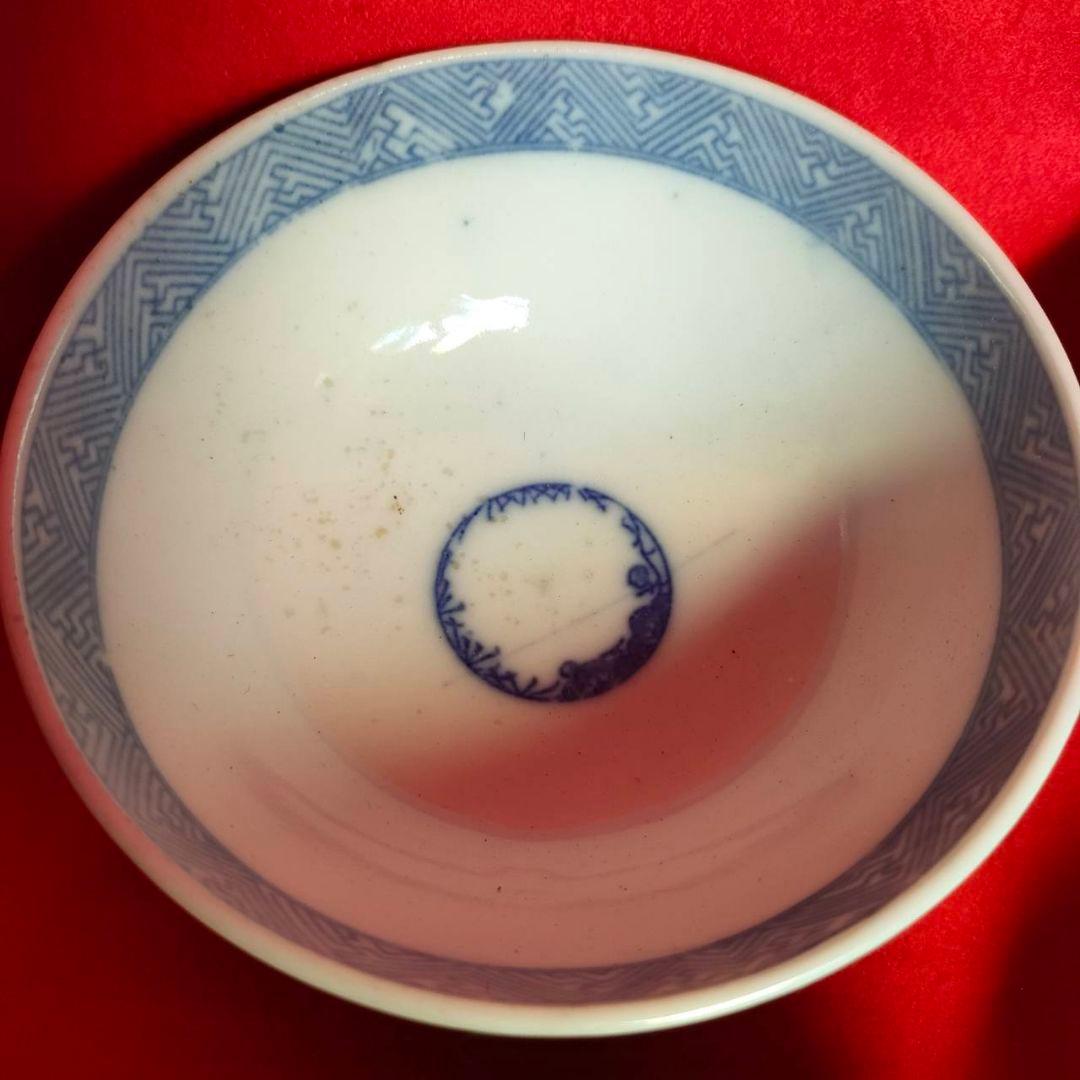 伊万里焼 角福 明治時代 蓋付き碗揃 獅子絵 立涌文