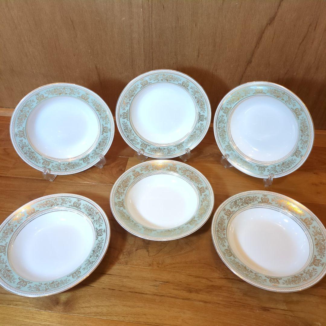 美品◆ ウエッジウッド コロンビア セージグリーン 深皿サラダ皿