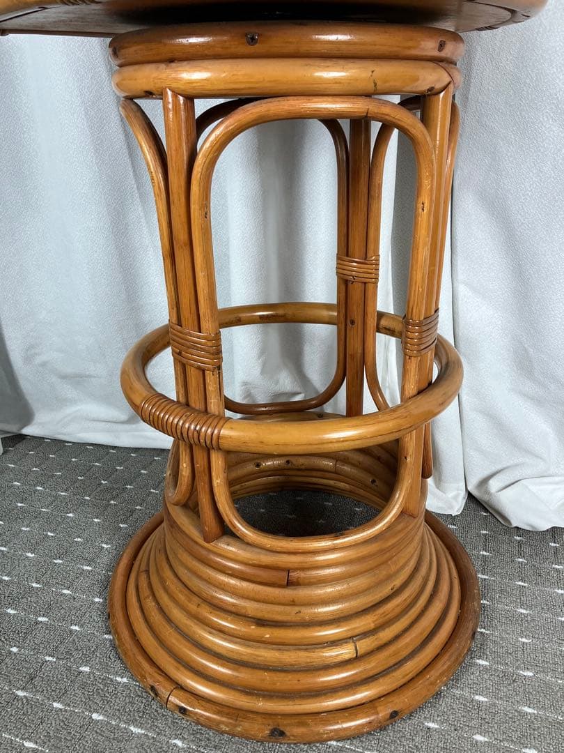 最終値下げ　昭和レトロ ラタン 回転チェア 籐製 アジアン ヴィンテージ