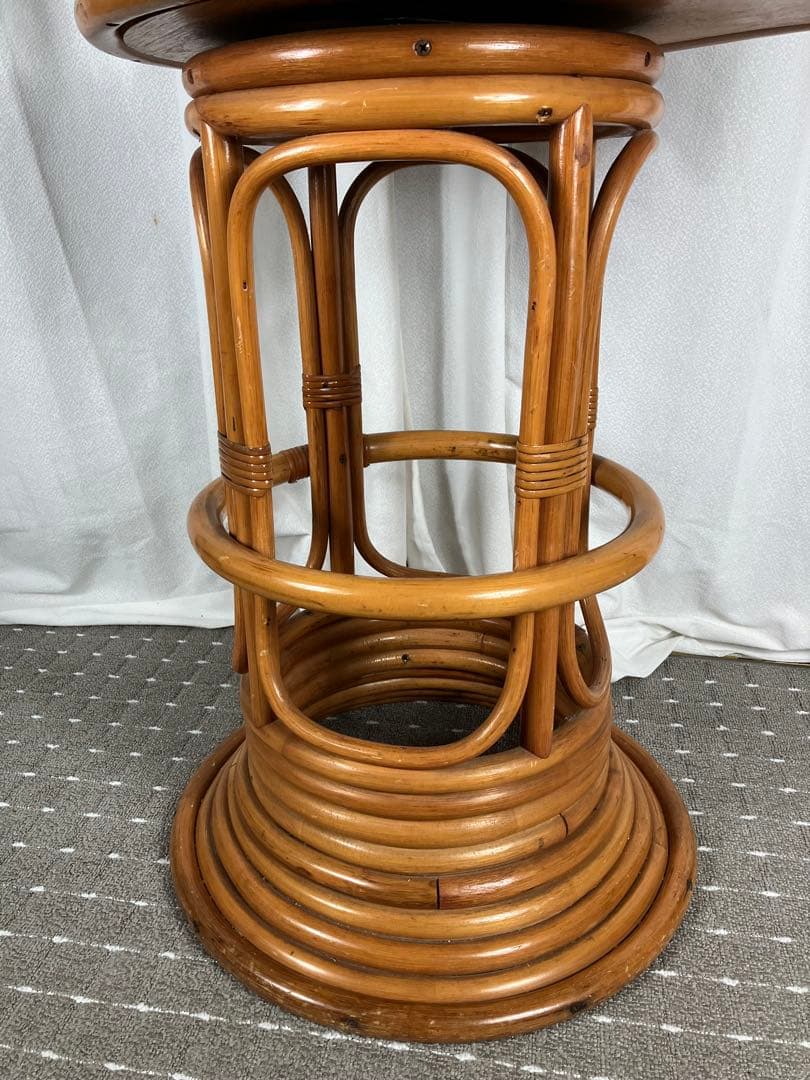 最終値下げ　昭和レトロ ラタン 回転チェア 籐製 アジアン ヴィンテージ