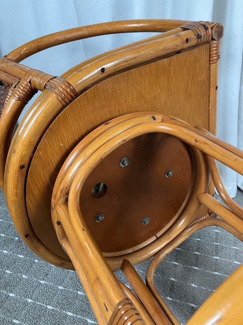 最終値下げ　昭和レトロ ラタン 回転チェア 籐製 アジアン ヴィンテージ