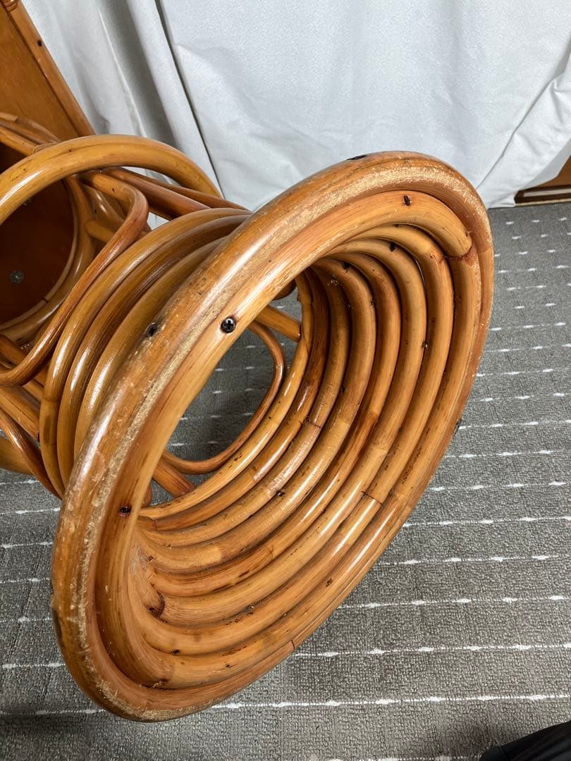 最終値下げ　昭和レトロ ラタン 回転チェア 籐製 アジアン ヴィンテージ