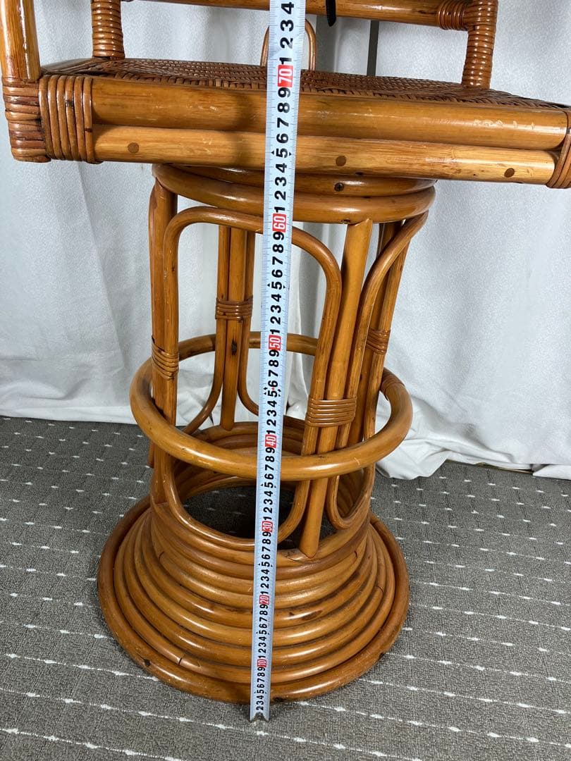 最終値下げ　昭和レトロ ラタン 回転チェア 籐製 アジアン ヴィンテージ