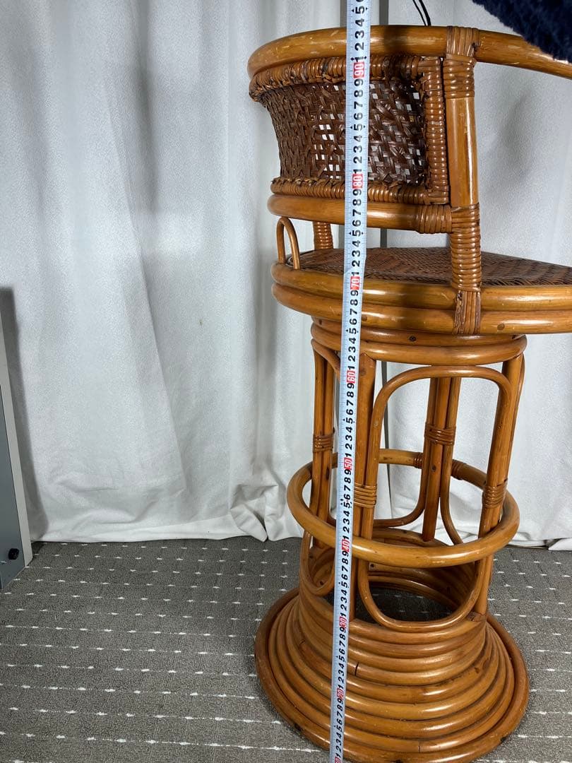 最終値下げ　昭和レトロ ラタン 回転チェア 籐製 アジアン ヴィンテージ