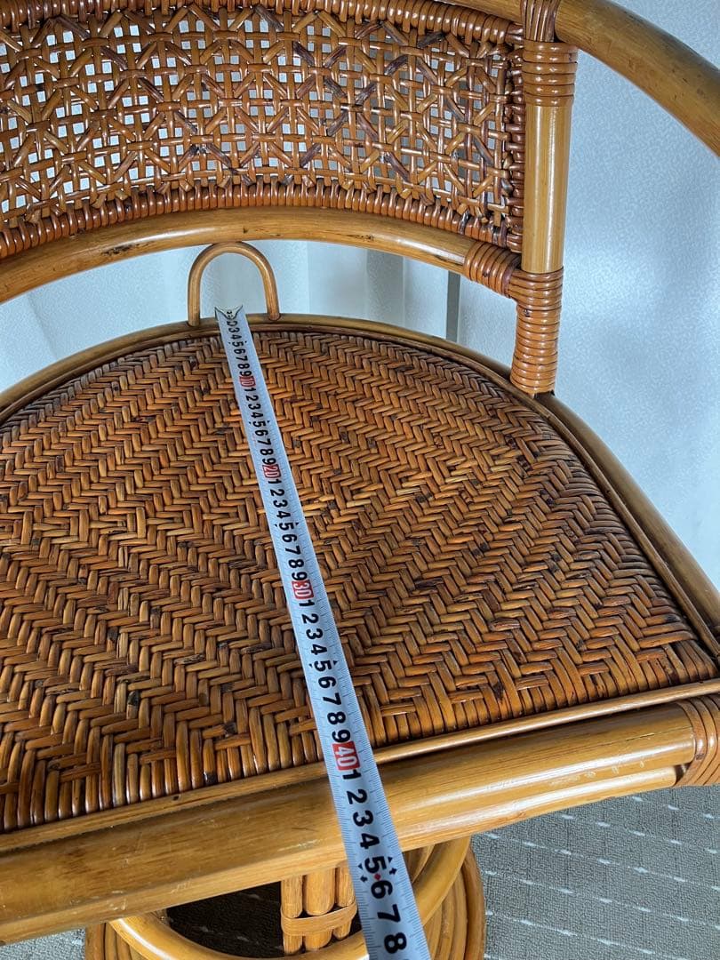 最終値下げ　昭和レトロ ラタン 回転チェア 籐製 アジアン ヴィンテージ