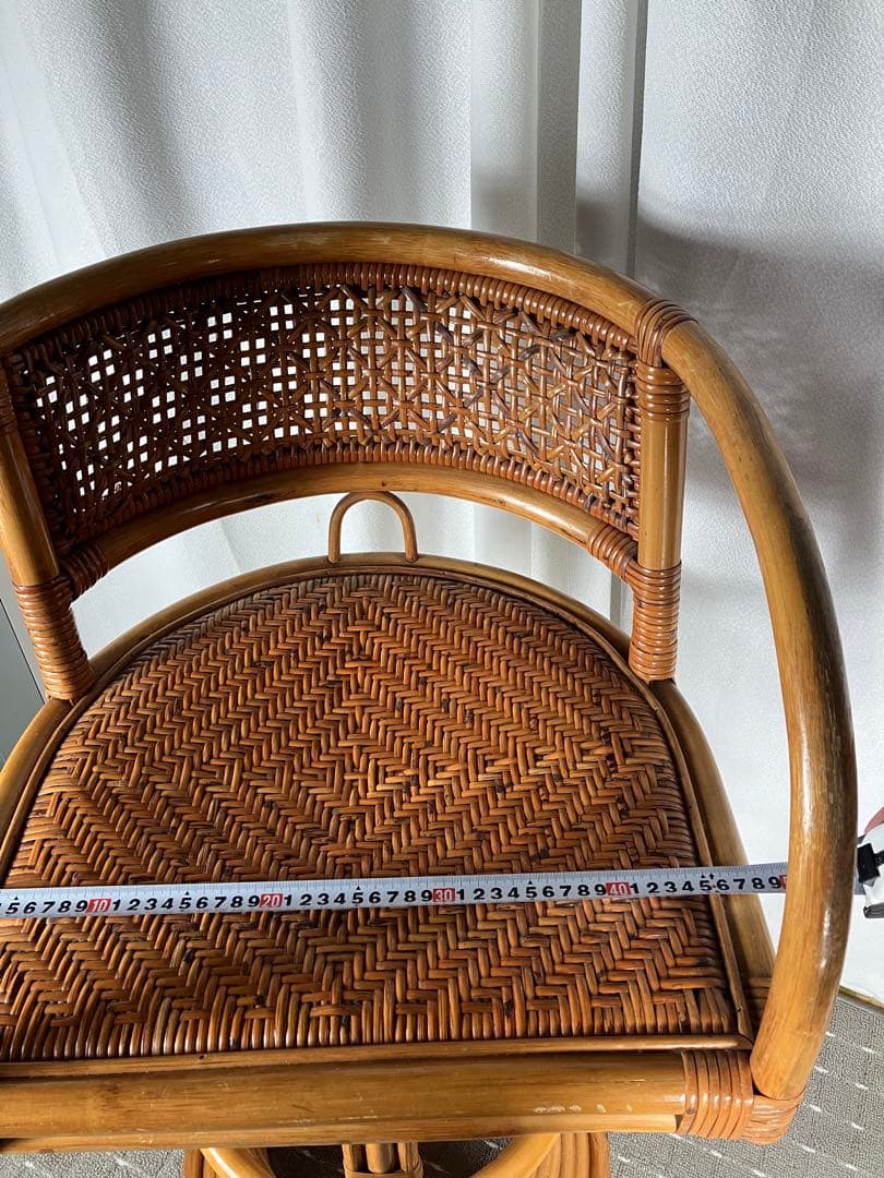 最終値下げ　昭和レトロ ラタン 回転チェア 籐製 アジアン ヴィンテージ