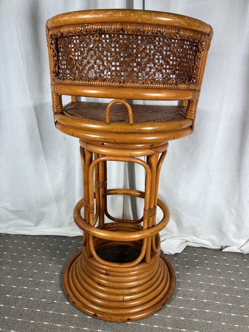 最終値下げ　昭和レトロ ラタン 回転チェア 籐製 アジアン ヴィンテージ