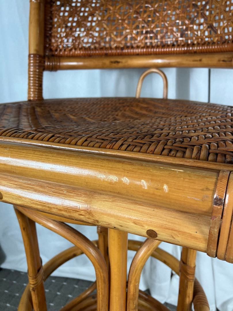 最終値下げ　昭和レトロ ラタン 回転チェア 籐製 アジアン ヴィンテージ