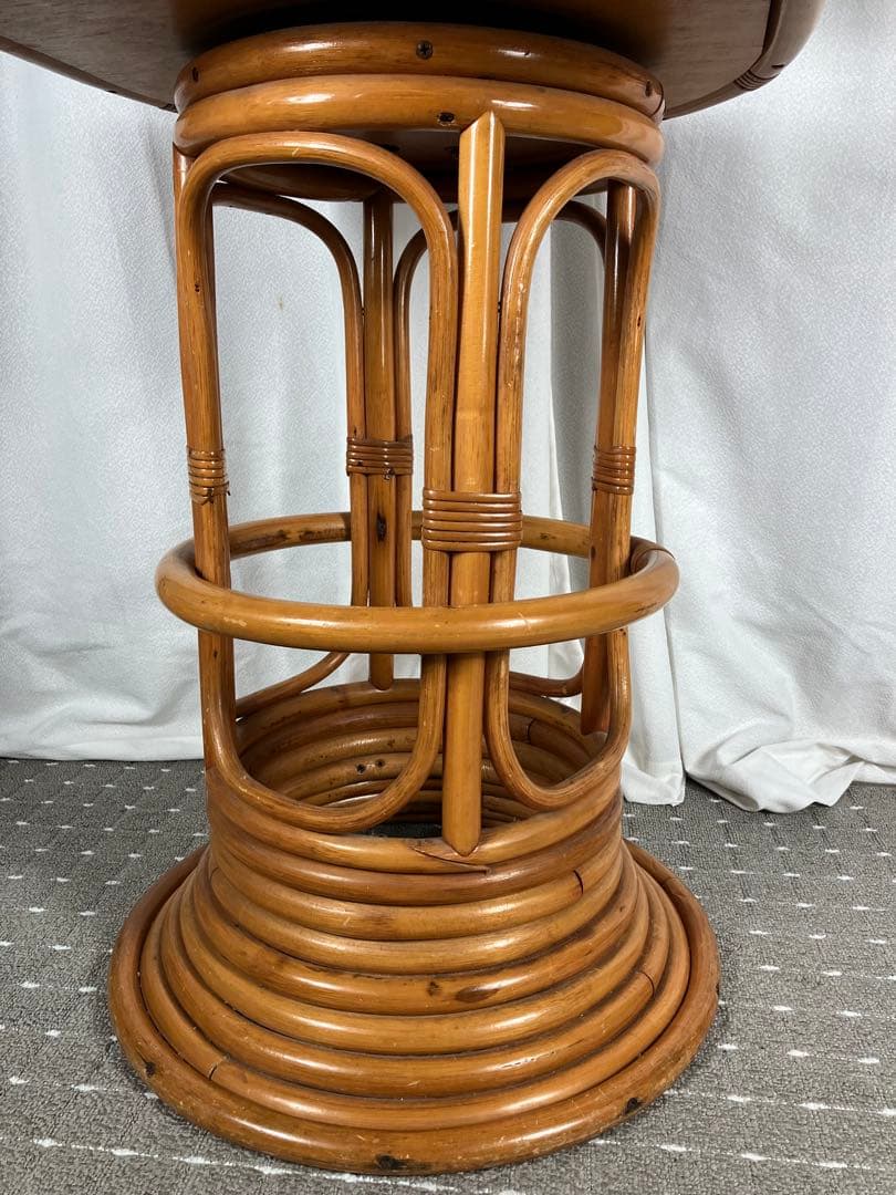 最終値下げ　昭和レトロ ラタン 回転チェア 籐製 アジアン ヴィンテージ