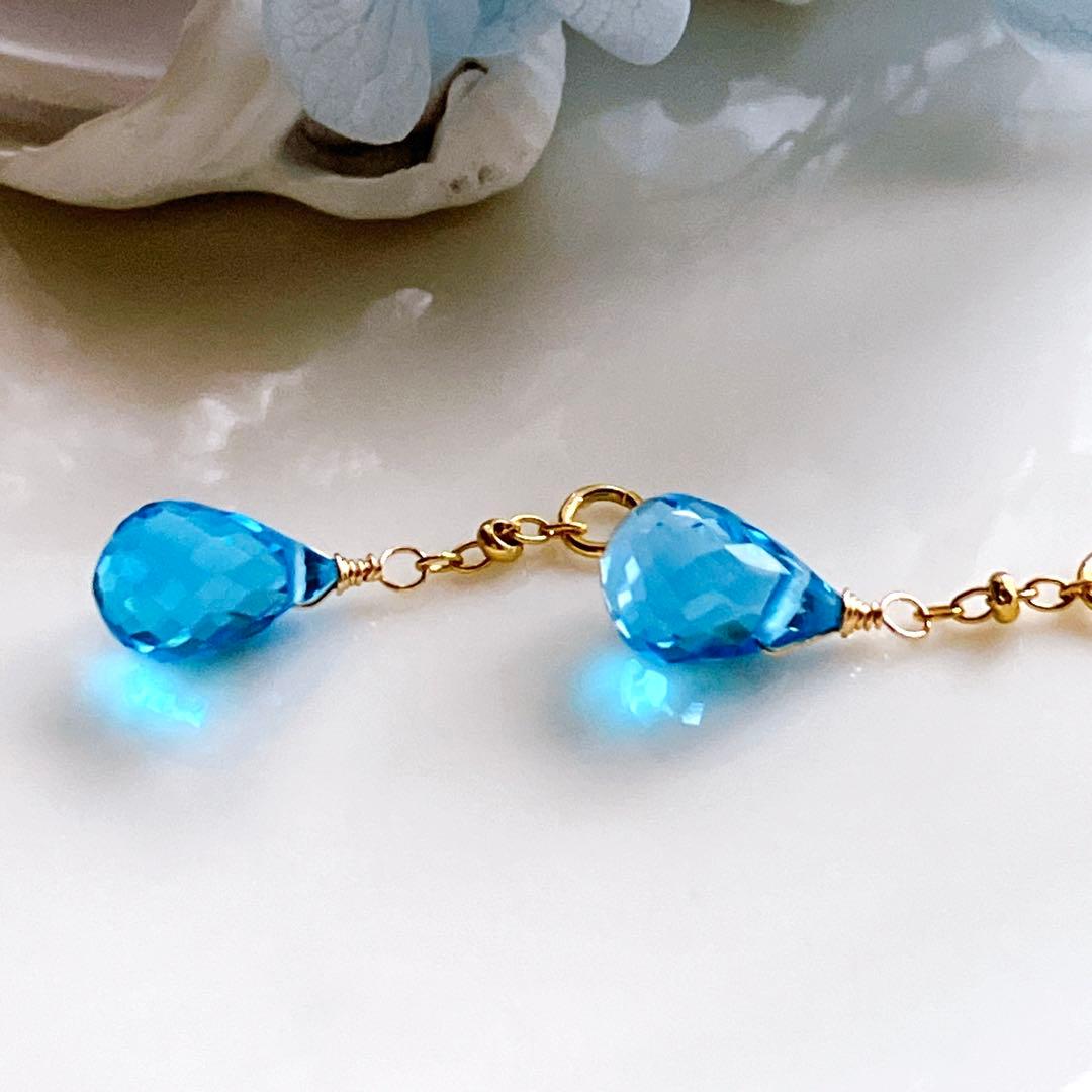 ポメころび◆宝石質✧スーパースイスブルートパーズチャーム✧14kgf