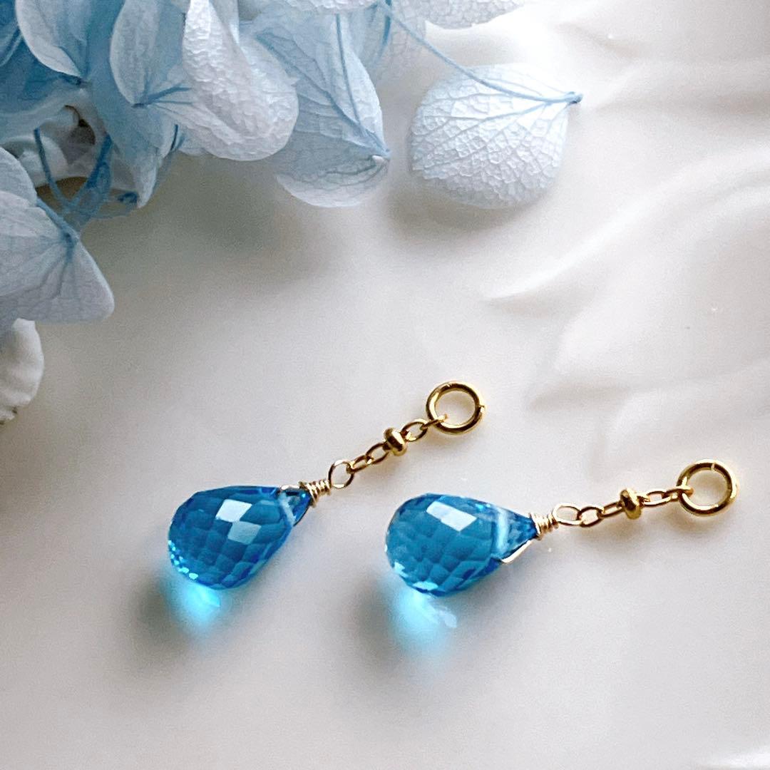 ポメころび◆宝石質✧スーパースイスブルートパーズチャーム✧14kgf