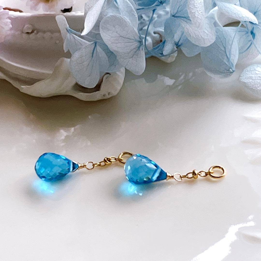 ポメころび◆宝石質✧スーパースイスブルートパーズチャーム✧14kgf