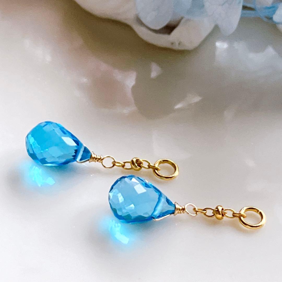 ポメころび◆宝石質✧スーパースイスブルートパーズチャーム✧14kgf