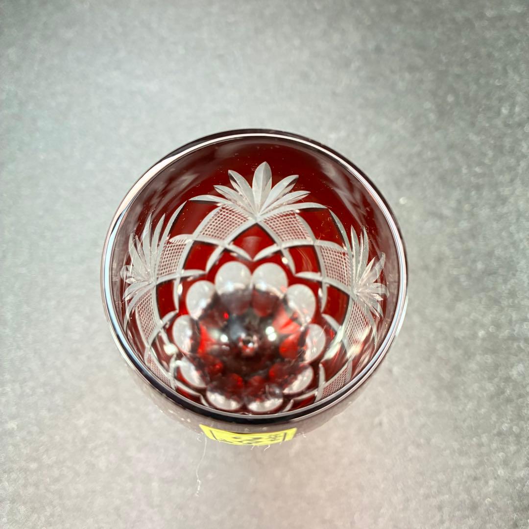 江戸切子 フルートグラス ペア 矢来魚子 赤 青 シャンパングラス 桐箱 切子